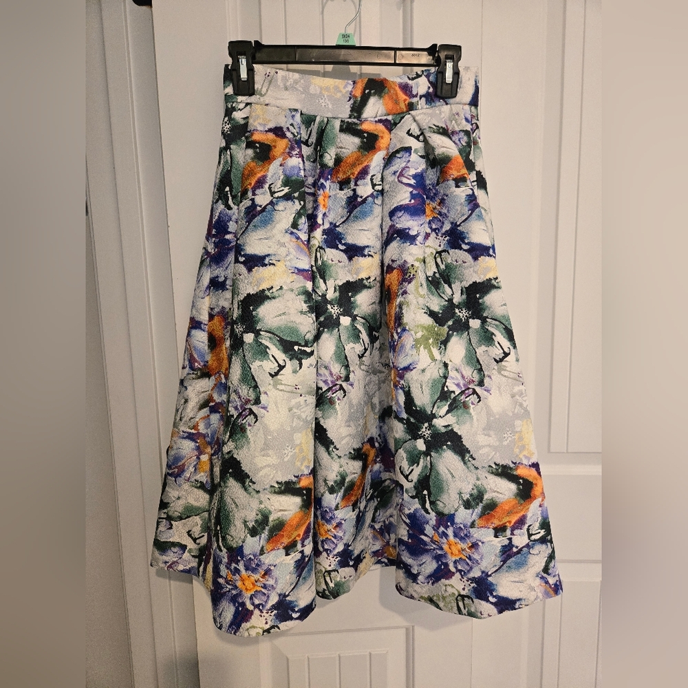 H&M Multicolor Floral Midi Skirt